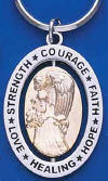 Angel Spinner Key Ring Strength Courage Faith Hope Love Healing  3 1/2 inches by 1 1/2 inches