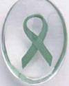 Worry Stone Awareness Green Ribbon Key Ring - the green awareness ribbon represents Tissue and Organ Donation and Missing Children.  Each has a 1 1/2 inch stone with a 2" key ring