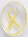 Yellow Awareness Ribbon Smooth Worry Stone - represents support for Support Troops, Suicide Prevention, General Symbol of Hope, General Cancer, and Missing Children. 1 1/2 inches