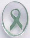 Green Awareness Ribbon Smooth Worry Stone - represents support for Tissue and Organ Donation and Missing Children. 1 1/2 inches