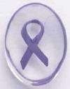 Purple Awareness Ribbon Smooth Worry Stone - represents support for Alzheimers, Domestic Violence and Pancreatic Cancer. 1 1/2 inches