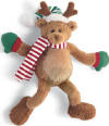 Gund Magnatudes Aris Reindeer Plush Christmas Magnet - Aris is wearing a red and white striped scarf, green with red trim mittens and a green and white stocking cap with white trim. He is a soft and plush with magnets in the 4 paws and in the back (safe for children) 8 inches
