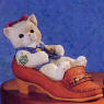 "It's a Challenge To Follow Your Footsteps" A Calico Kitten in a Dress Loafer 4 1/4 inches by 5 1/4 inches