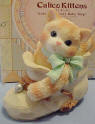"Celebrate Every Baby Step" A Calico Kitten in a Baby Shoe 3 inches high by 3 inches long