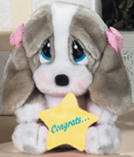 Sad Sam and Honey want to wish that special someone Congratulations Basset Hound style as these cuddly soft plush stuffed animal toys.