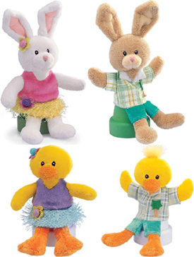 These adorable Hula Happies Finger Puppers are ducks and bunnies all dressed up for easter.  Puppets are a great source for hours of imagination!