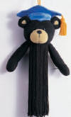 Gund Graduation Tassel Black Bear wearing a Blue Cap and Gold Tassel 6 inches long