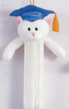 Gund Graduation Tassel White Kitty Cat wearing a Blue Cap and Gold Tassel 6 inches long