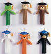 Gund Graduation Set of 6 Animal Tassels. Set includes the following tassels frog, bear, cat, dog, tiger and monkey each is 6 inches long