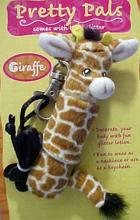 Find adorable Body Glitter pens dressed up as Giraffes that can hang from your neck or keys!