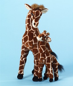 These gorgeous stuffed animal Giraffes, come with a poster tag with facts and trivia about them.