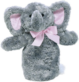 We carry a large selection of Elephants from Plush to Puppet!  We have the Elephants that you can curl up with!  These Big Fellows, Elephants, can come to life when you stick your hand or finger inside an adorable Puppet!