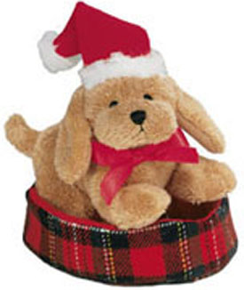 Christmas Labrador Puppies in Plaid Dog Beds
