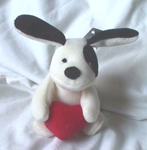 Russ Berrie Plush Black and White Puppy with Red Heart Plush Stuffed Animal Russ Berrie Plush Black and White Puppy with Red Heart Plush Stuffed Animal