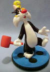 Looney Tunes Movie Classics "Home Tweet Home"  Tweety and Sylvester Figure - bottom of figure reads "Home Tweet Home" 1950 Friz Freleng (this was made in the 1990's for an anniversary of this cartoon)  3 3/4 inches
