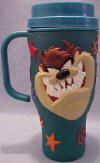 Looney Toons Taz Travel Mug 7 1/2 inches high 4 inch diameter 5 inches wide
