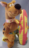 Gund Surfing Scooby Doo  -  Scooby is wearing his favorite Swim Trunks and has his red and yellow surf board at his side 7 inches