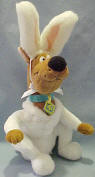 Gund Plush Scooby Doo Easter Bunny - Scooby is dressed in a white Bunny Suit complete with ears.  Scooby has an aqua collar with SD printed on it  6 inches with 3 inch ears