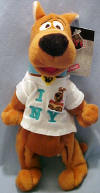 Warner Brothers Studio Store Bean Bag Plush I Love New York Scooby Doo - close up of shirt  THE TWIN TOWERS IS SHOWN ON THE TAG!  10 inches
