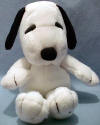 Front View of Snoopy Plush Treasure Keeper Backpack Pal  - Back opens with a zipper and can attach to keys, backpacks, belt loops with a plastic clip 7 inches