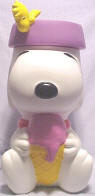 Snoopy and Woodstock Container - Snoopy's dog dish comes off his head for you to store those favorite treats or toys.  9 inches high by 6 inches wide