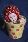Anne Geddes Apple Baby in Flower Pot Ornament Figurine 2 1/2 inches high