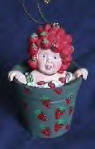 Anne Geddes Strawberry Baby in Flower Pot Ornament Figurine 2 1/2 inches