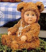 Anne Geddes Teddy Bear with Pearl Necklace Figurine - "Babies Are Important"  3 inches