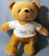 Cherished Teddies "I Need You" Plush Teddy Bear 8 1/2 inches