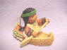 Friends of a Feather Indian Boy in Canoe Figurine 2 1/2 inches