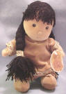 Friends of a Feather Plush Indian Girl Doll - She has a real feather in one of her braids. 8 3/4 inches