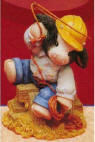 Mary's Moo Moos Construction Worker Herd Worker Sitting on a saw horse wearing a hard hat, this little Cow boy is ready to Lasso your heart  4 inches by 4 inches by 5 inches 