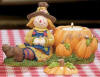 Gund Harvest Friend Scarecrow Pumpkin Votive Candy Holder 4 1/2 inches high 6 3/4 inches wide 4 inches deep