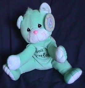 Precious Moments Tender Tail Huggables Plush Mint Green Kitten - "You're Purrrfect"