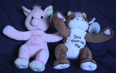 Precious Moments Tender Tail Huggables Plush Brown and White Cow "You Moo-ve Me"