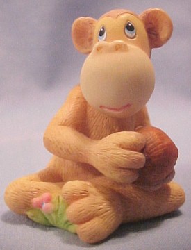 Precious Moments Saminal Monkey - his puzzle piece reads: "Home of the Monkey. Be sure to find all his friends!" 1 1/2" H x 1 1/2" W x 1 1/2" D