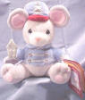 Precious Moments Tender Tail Bean Bag Plush #4 A Christmas Tale Squea King Mouse Soldier - "While Clarice was playing with her nutcracker ornament, a strange little mouse arrived out of a crack. He called himself the SqueaKing and asked if he could take Clarice to a beautiful land filled with yummy holiday sweets. Clarice's nutcracker ornament didn't want her to go with the SqueaKing because she'd be out past her bedtime without him to look after her. One of SqueaKing's soldiers arrived in time to offer a suggestion."  9 1/2 inches
