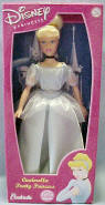 Disney's Cinderella Doll - (shown above) Cinderella: Kind and gentle as she is beautiful, Cinderella knows that even cruelty cannot force her to give up her dreams. Her goodness shines through, even in her darkest hour, enchanting Prince Charming and rewarding this maid turned princess with the happiest of happy endings. Disney's Princesses from Applause capture the beauty, warmth and goodness of the timeless characters, and capture the imagination of every little princess. 8 inches high