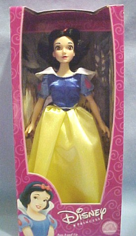 Disney's Snow White Doll - "Snow White: Goodness and beauty endear her to everyone she meets...everyone but her jealous stepmother, the evil Queen. Despite the Queen's determination to destroy her, Snow White's sweet nature and trusting heart triumph, restoring her to her rightful place as princess." 8 inches