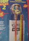 Disney Toy Story's Woody Talking Pencil Set - Pencil Topper is 3", ( Pencil Topper fits on standard pencils), 3 COLORING pencils included are 7" each, Also included is a Toy Story coloring sheet. Woody says: "Howdy Partner"