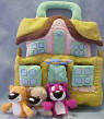 PB & J Otter House and Finger Puppet Playset  House 9 1/2 inches 8 inches wide 5 inches deep