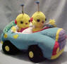 Plush Car - fits up to 2 of the 7 to 8 1/2" figures found below. (figures are not include and can be purchased separately) 11 inches long 7 inches wide 5 inches high