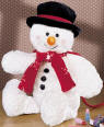 Gund Snowman Purse This ADORABLE white snowman purse is wearing a black velvety derby hat with  red trim. It is has the cutest carrot nose and smile. There are 3 buttons on its tummy.  It has a very soft red snowflake scarf around its neck. The purse strap is red. The purse opening is velcro and is on the back of the snowman.  14 inches high