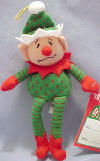 Jingles the Bean Bag Elf - Green Body Red Polka Dots 8 1/2 inches