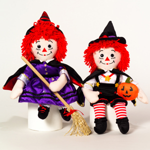 Click here to go to our selection of Halloween Raggedy Ann and Andy Rag Dolls dressed up as Pirates Witches Warlocks and MORE!