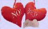 Love Handle Heart Pillow Yes! / No!  5 inches by 5 inches