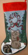 Lou Rankin Sammy Raccoon Christmas Stocking 15 inches