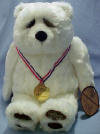 Lou Rankin Plush Limited Edition Plush Halbert the White Bear - Halbert is a FABULOUS Bear who stands approximately 16" tall. He has suedelike pads on his paws. His tag reads: Special Olympics and Lou Rankin. A Special Edition in the Year 2000. Halbert "The Hero". 'Let me win. But if I cannot win, let me be brave in the attempt'- Special Olympics Oath. A portion of the Wholesale Price of Halbert was donated to Special Olympics. They are soft and cuddly and made from quality materials. Each animal also has a Leather patch sewn on a paw with the Lou Rankin Friends signature on it for authenticity! They are safe for children ages 3 and up. 16 inches
