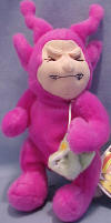 Meanies Twisted Toy Teletushy - (Purple) "Teletushy was feeling just SUPER,  In spite of his gross little pooper, It's hard not to be mean, When there's crap on the screen,  Does anyone have a pooper-scooper?"  7 1/4 inches tall