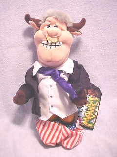 Infamous Meanie Bull Clinton - Blue Tie (Infamous Series 1) Poem in tag:  Bull Clinton is "full of it" they say. His "staff" couldn't get out of the way. He's in and out of courts, 'cause of his fallen shorts, he leans to the left, so they say.  9 inches